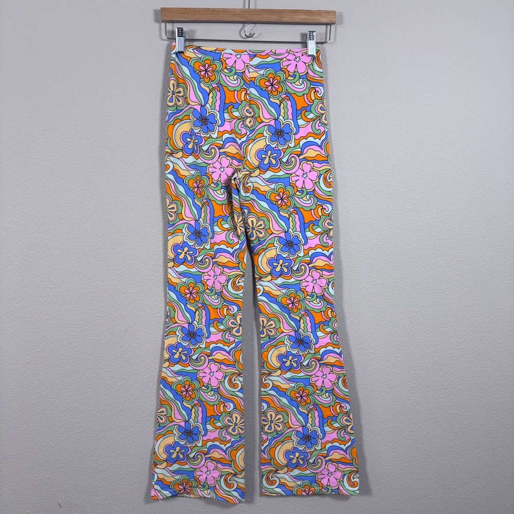 LA Hearts PacSun Women's Psychedelic Floral Flare Pants Hippie Retro Small - Picture 2 of 8